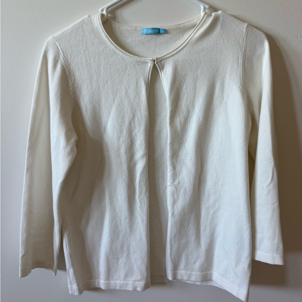J. McLaughlin White Open Front Cardigan